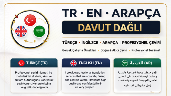 profesyonel olarak Türkçe-İngilizce-Arapça çeviri yapıyorum