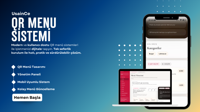 işletmenize özel QR menü sistemi geliştiririm