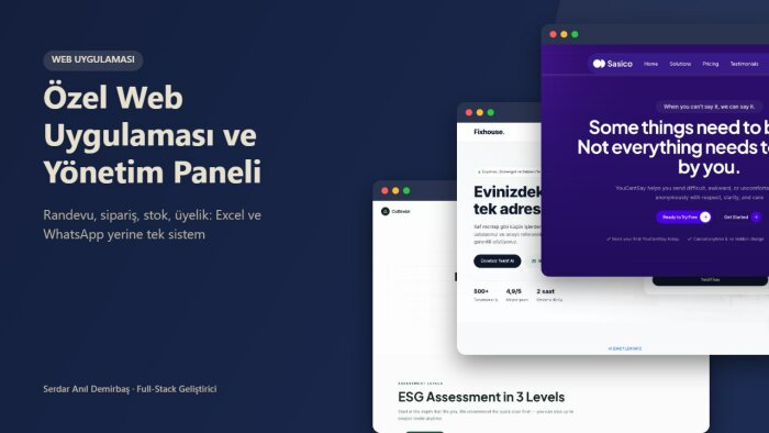işletmenize özel web uygulaması ve panel geliştiririm