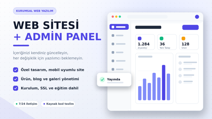firmanız için admin panelli websitesi oluşturabilirim