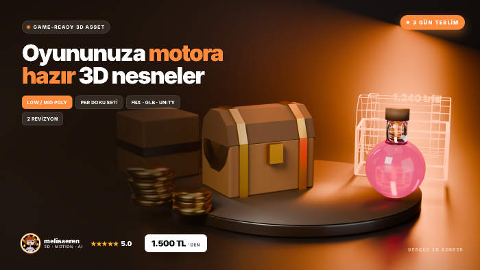 oyununuz için game-ready 3d model ve asset yaparım