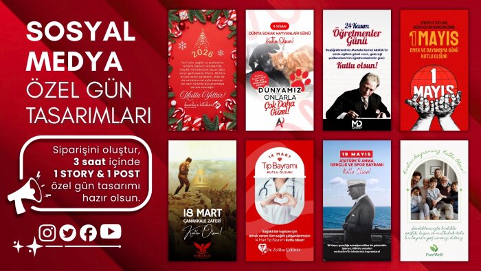 özel günler için özgün post & story tasarımları yaparım