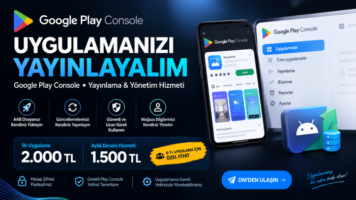 mobil oyun veya uygulamanızı yayınlayabilirim