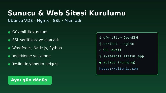 Ubuntu sunucunuzu kurar ve web sitenizi yayına alırım