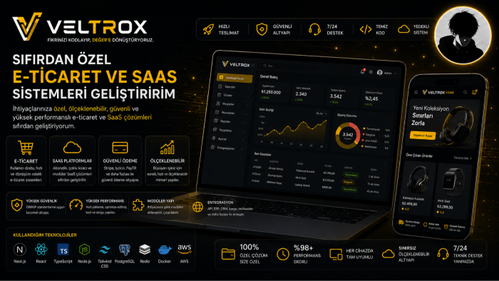sıfırdan özel e-ticaret ve saas sistemleri geliştirebilirim