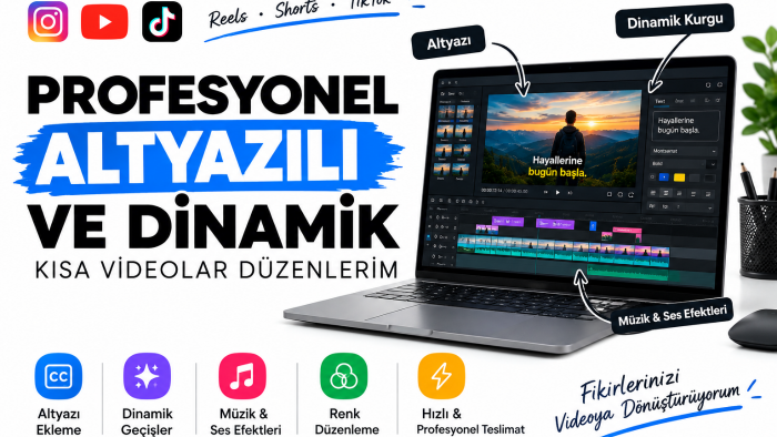profesyonel altyazılı ve dinamik kısa videolar düzenlerim