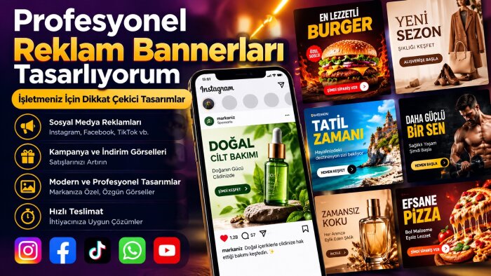 işletmeniz için dikkat çekici reklam bannerları tasarlıyorum