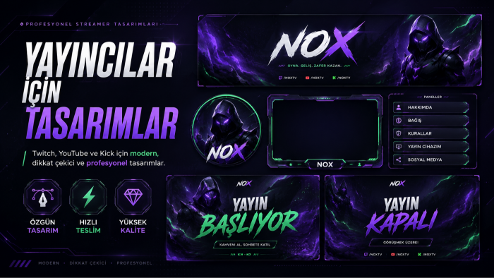 yayıncılar için logo banner ve overlay tasarımları yaparım