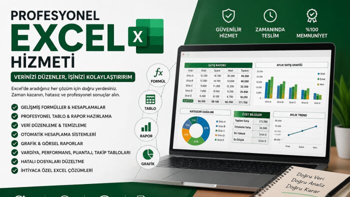 excell | formül, tablo, veri düzenleme i̇şlerini yaparım