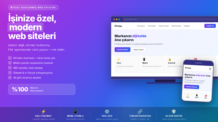 modern ve özel web uygulamaları geliştiririm