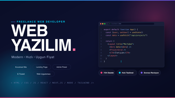 React Next.js ile profesyonel web yazılımı geliştireceğim