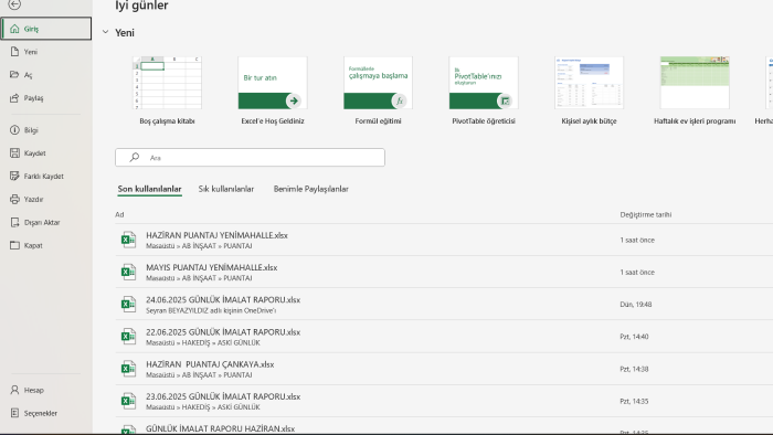 excel kullanırım