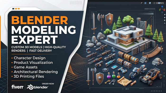 blender aracıyla özel 3D model tasarımı yapıyorum