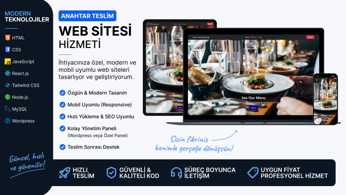 tüm teknik süreçleri yöneterek web siteleri geliştiriyorum