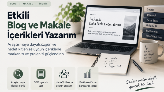 özgün, araştırmaya dayalı blog ve makale içerikleri yazarım