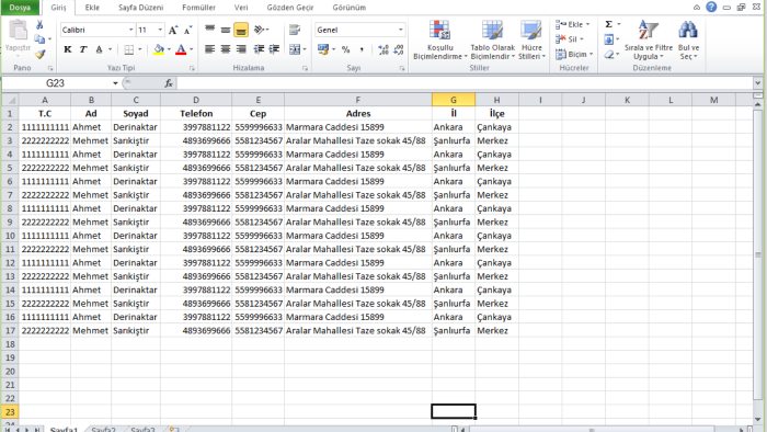 excel'deki verilerinizi toplu olarak aktarabilirim