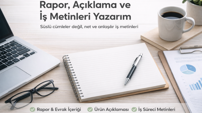 rapor, açıklama ve iş metinleri yazarım