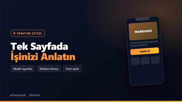 işletmeniz için tek sayfalık tanıtım sitesi yaparım