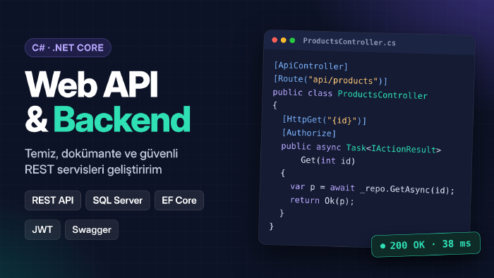 C# .NET Core ile Web API ve backend geliştiririm