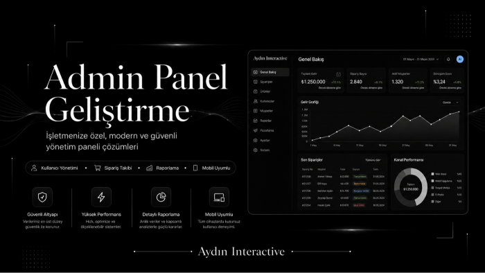 işletmenize özel admin panel geliştiririm