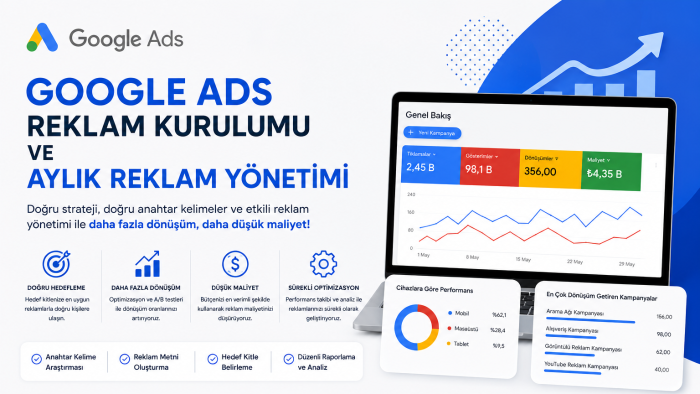 google Ads reklamlarınızı kurup aylık yönetebilirim