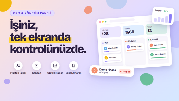 işletmenize özel CRM ve yönetim paneli geliştiririm