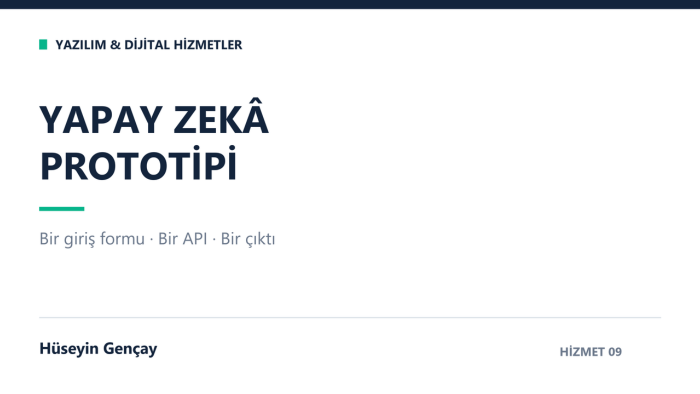 ihtiyacınıza uygun yapay zekâ uygulama prototipi geliştiririm