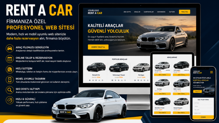 rent a car firmanıza müşteri kazandıran web sitesi yaparım