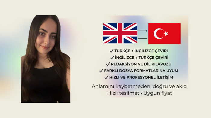 İngilizce ve Türkçe dillerinde çeviri yapıyorum