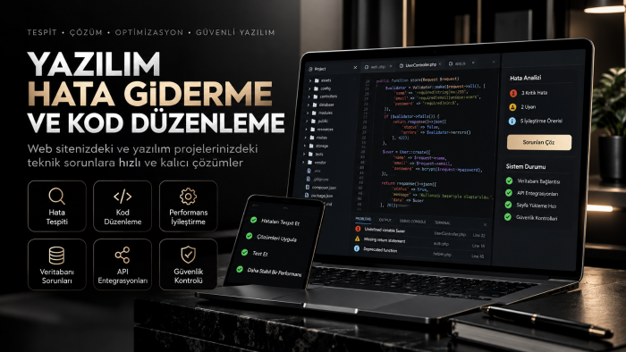 web sitenizdeki ve yazılımlarınızdaki hataları gideririm