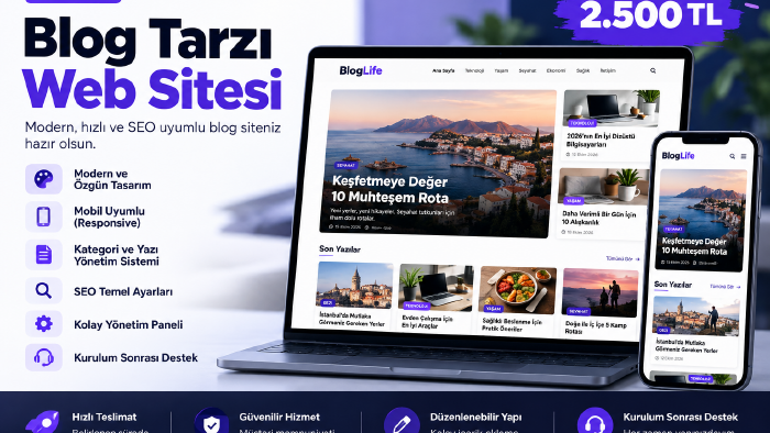 modern ve mobil uyumlu blog web sitesi oluştururum