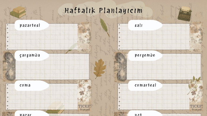 haftalık, aylık planlayıcı tasarlarım