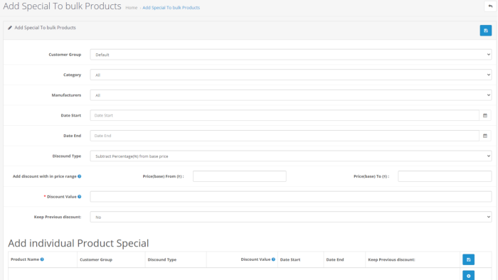 opencart toplu indirim uygulama modülü kurarım