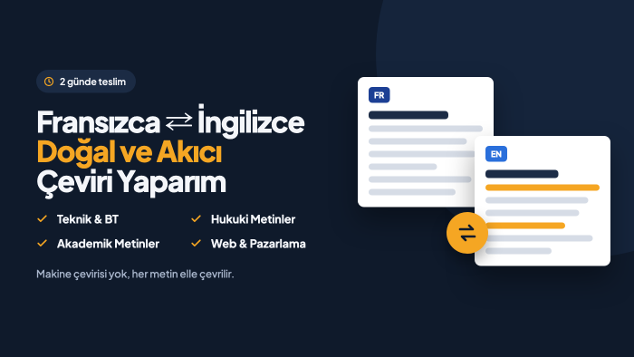 Fransızca İngilizce arası profesyonel çeviri yaparım