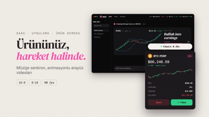 SaaS ürününüz için animasyonlu demo videosu hazırlarım