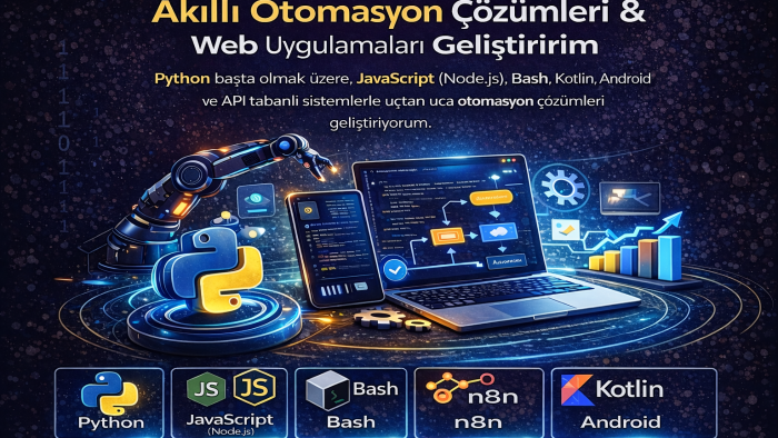 Python Bash Node Js otomasyon ve web arayüz geliştiririm