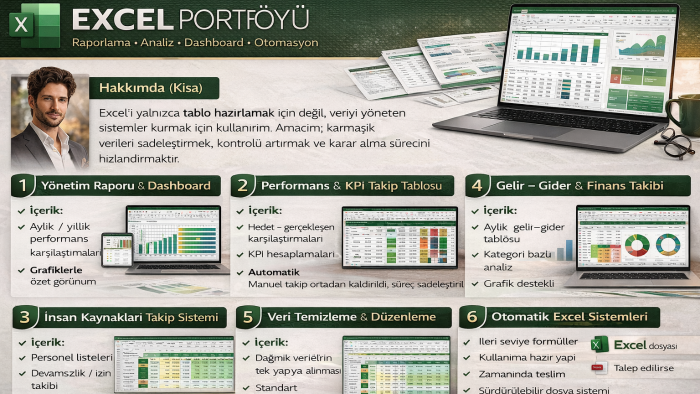 excel isteklerinizi kısa sürede size teslim ediyorum