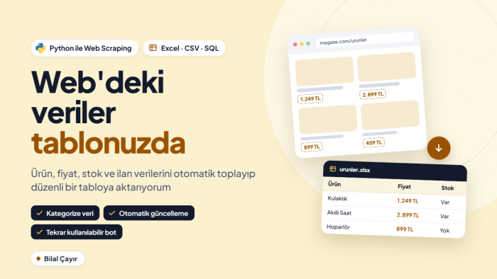 web sitelerinden veri çekip Excel’e aktarabilirim