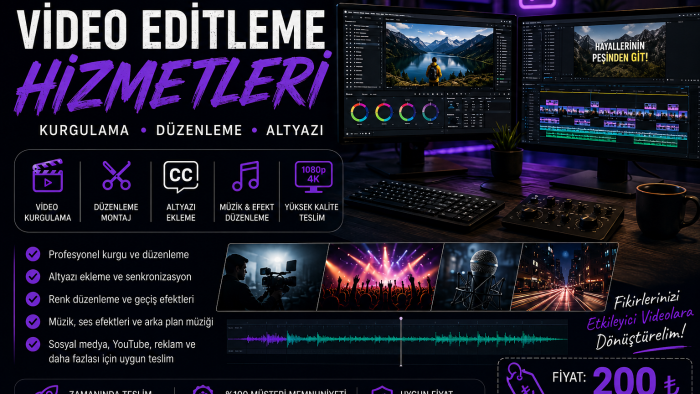 videolarınızı kurgulayıp, düzenleyip, editleyebilirim