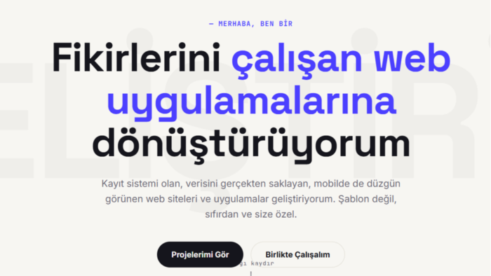 sana özel profesyonel bir portfolyo sitesi tasarlıyorum