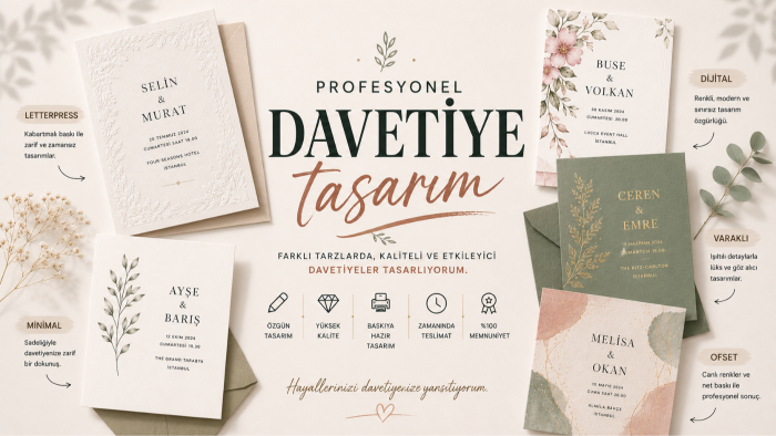 özel günleriniz için baskıya hazır davetiye tasarlarım