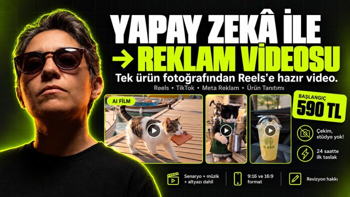 yapay zeka ile ürününüze sinematik reklam videosu yaparım