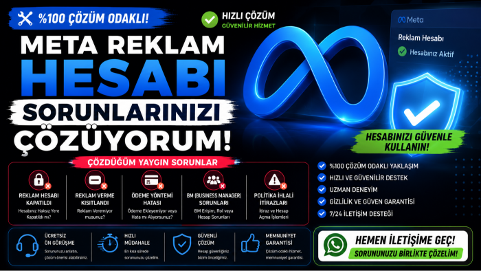 Meta reklam hesabı sorunlarınızı hızlı şekilde çözerim