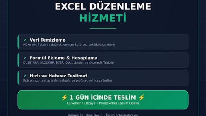 Excel dosyanı düzenler formüllerle donatırım