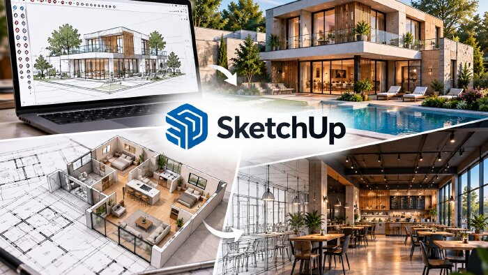 SketchUp ile profesyonel 3D tasarım ve modelleme yapıyorum