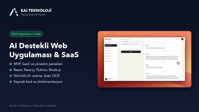 AI destekli özel web uygulaması ve SaaS geliştirebilirim