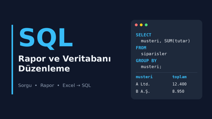 SQL raporlarınızı hazırlar ve veritabanınızı düzenlerim
