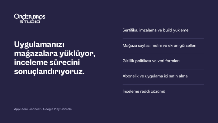 uygulamanızı App Store ve Google Play'de yayınlarım