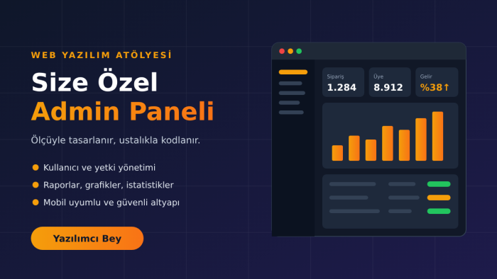 işletmenize özel profesyonel admin paneli yazarım
