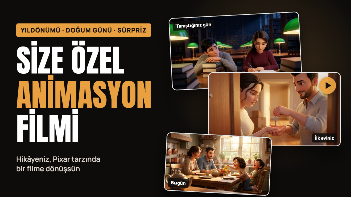 hikâyenizi Pixar tarzı animasyon filmine dönüştürürüm